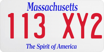 MA license plate 113XY2