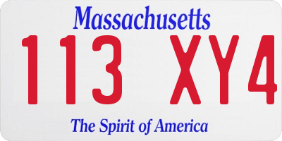 MA license plate 113XY4