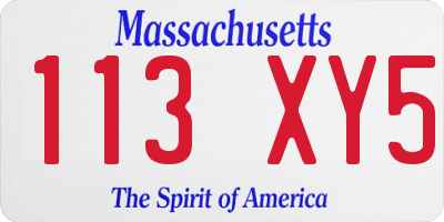 MA license plate 113XY5