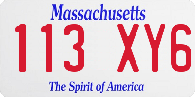 MA license plate 113XY6