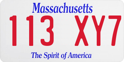 MA license plate 113XY7