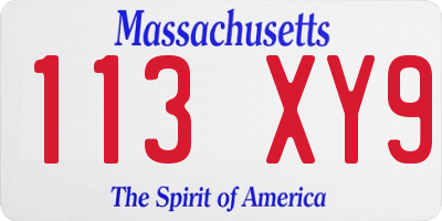 MA license plate 113XY9