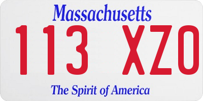 MA license plate 113XZ0