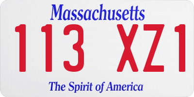 MA license plate 113XZ1