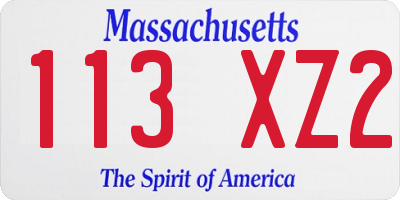 MA license plate 113XZ2