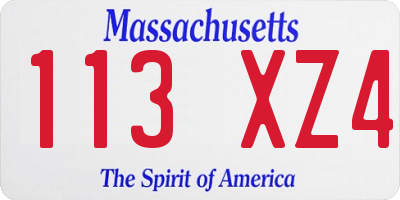 MA license plate 113XZ4