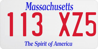 MA license plate 113XZ5