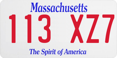 MA license plate 113XZ7