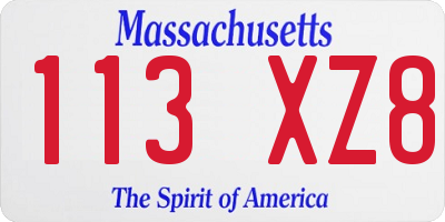 MA license plate 113XZ8