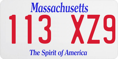 MA license plate 113XZ9