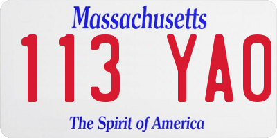 MA license plate 113YA0
