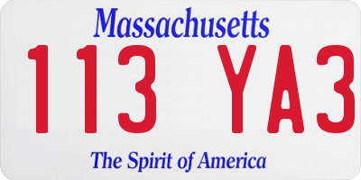 MA license plate 113YA3