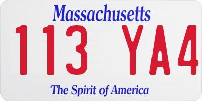 MA license plate 113YA4