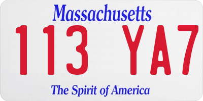 MA license plate 113YA7