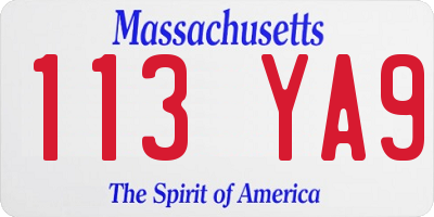 MA license plate 113YA9