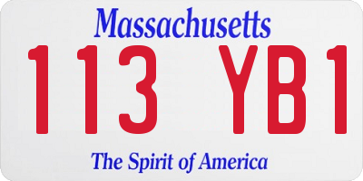 MA license plate 113YB1