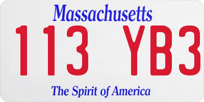 MA license plate 113YB3