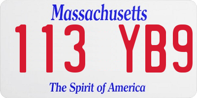 MA license plate 113YB9