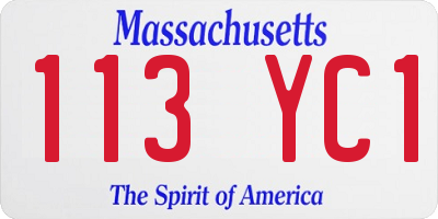 MA license plate 113YC1