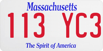 MA license plate 113YC3