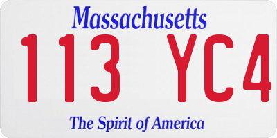 MA license plate 113YC4