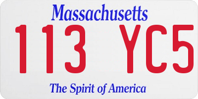 MA license plate 113YC5