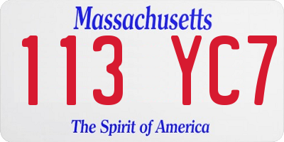 MA license plate 113YC7