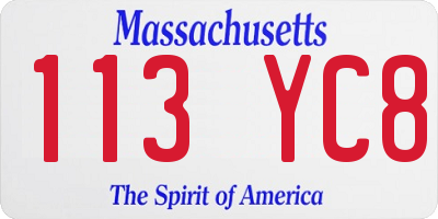 MA license plate 113YC8