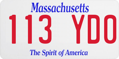 MA license plate 113YD0