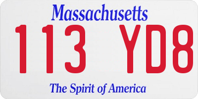 MA license plate 113YD8