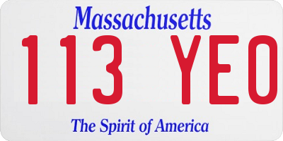 MA license plate 113YE0