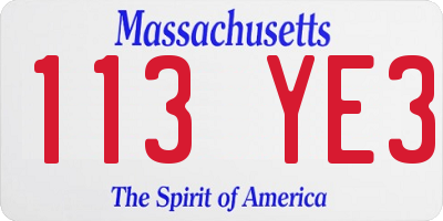 MA license plate 113YE3