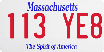 MA license plate 113YE8