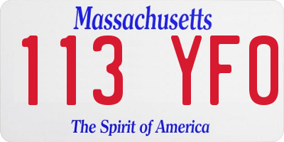 MA license plate 113YF0