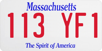 MA license plate 113YF1