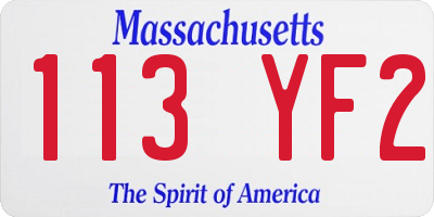 MA license plate 113YF2