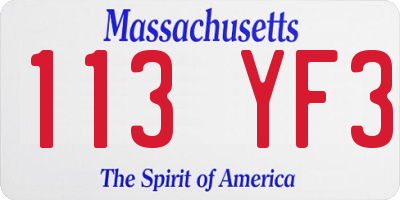 MA license plate 113YF3