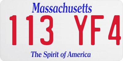 MA license plate 113YF4