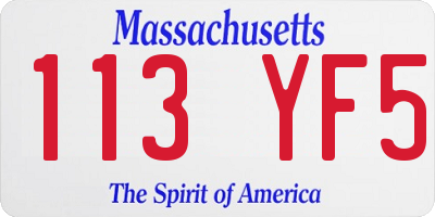 MA license plate 113YF5