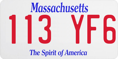 MA license plate 113YF6