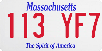 MA license plate 113YF7