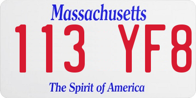 MA license plate 113YF8