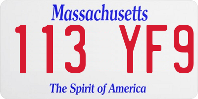 MA license plate 113YF9