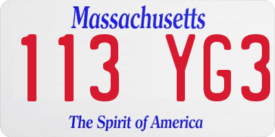 MA license plate 113YG3