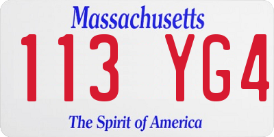 MA license plate 113YG4