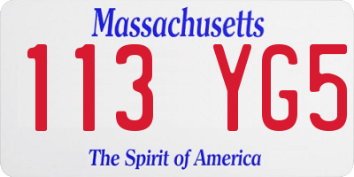 MA license plate 113YG5