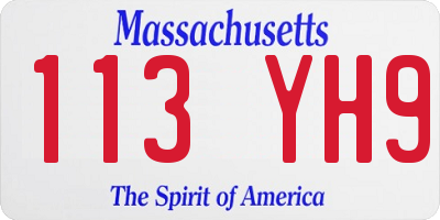 MA license plate 113YH9