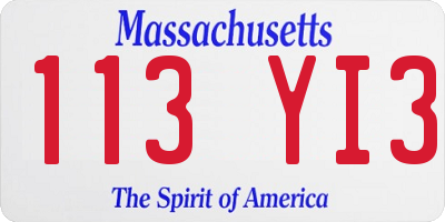 MA license plate 113YI3