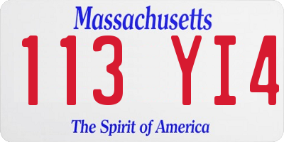 MA license plate 113YI4