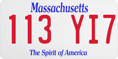 MA license plate 113YI7